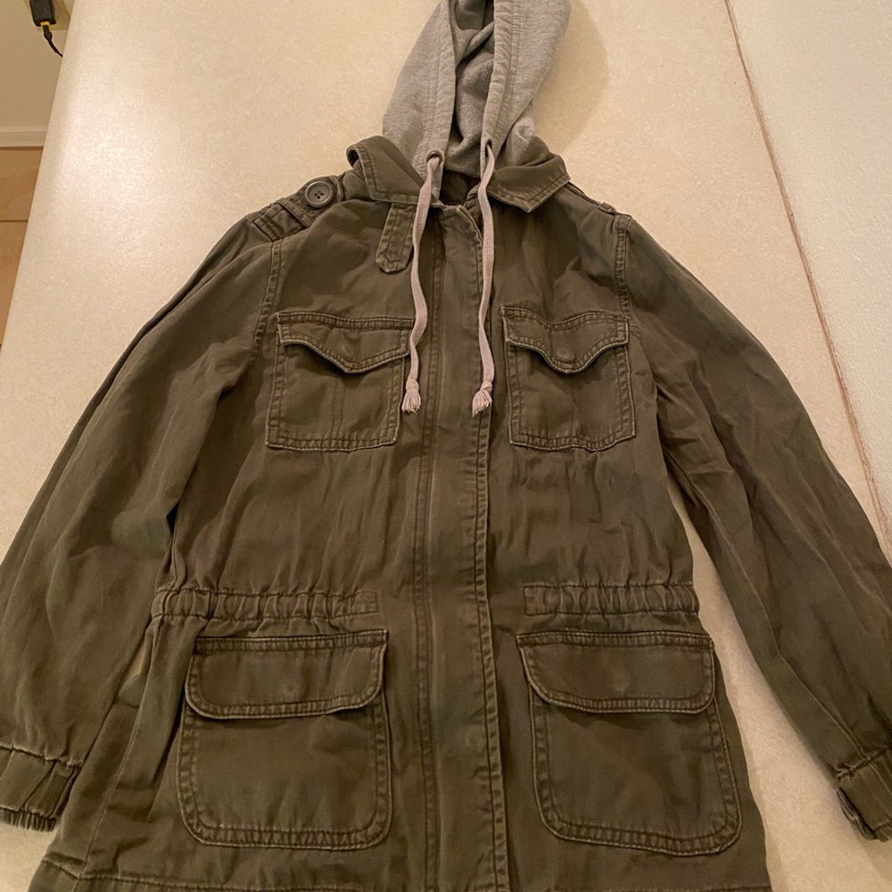 Sound & Matter Khaki Jacket with Gray Hood